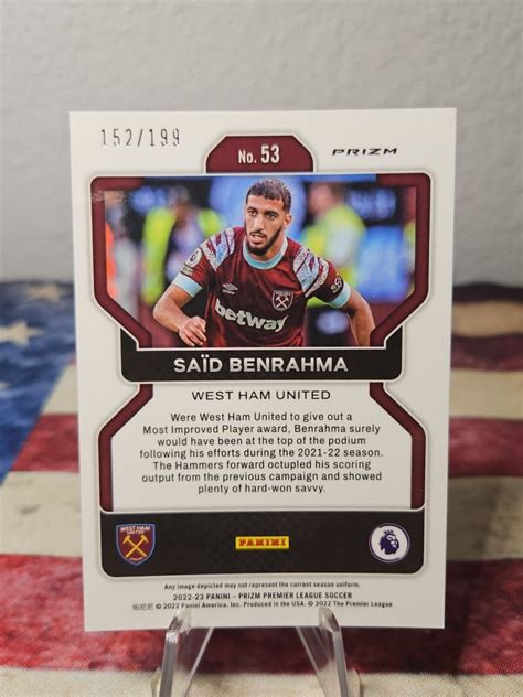 Panini Prizm Epl Soccer Said Benrahma Pink Prizm West