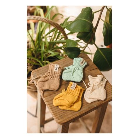 Bayiri Chaussons Tricot Coton Bio Moon Vert Pâle Smallable