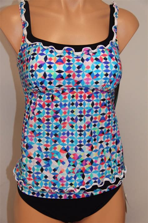 Nwt Profile Swimsuit Tankini Bikini Pc Set Sz Multi Black Ebay