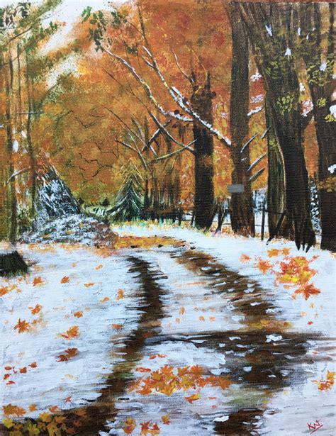 Realistic Forest Acrylic Painting on Canvas - Serenity, fall colors on ...