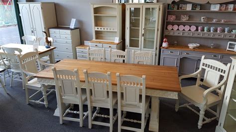 Reclaimed Keen Pine Table And 8 Chairs Painted In Farrow And Ball Off