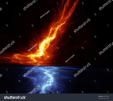 Fire Ice Abstract Fractal Lightning Stock Illustration 98703056