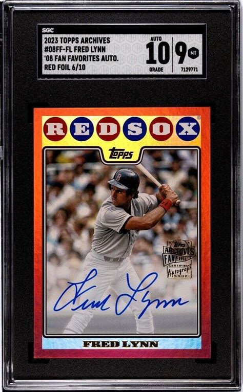 2023 Topps Archives Fan Favorites Fred Lynn 08 Topps Red Foil Auto 10