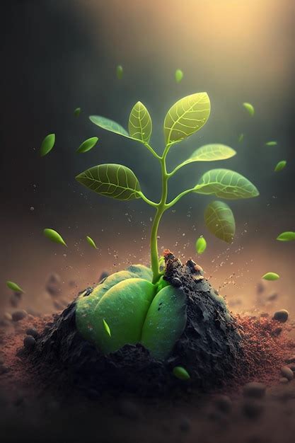 Premium Ai Image Small Plant Sprouting Out Of A Pile Of Dirt