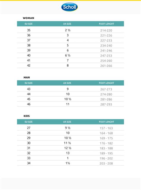 Chris Price Shoe Size Conversion Chart For Scholl Sandals And Mor