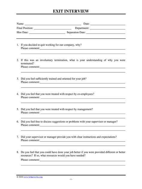 Exit Interview Form Word Format Fill Out Sign Online Dochub