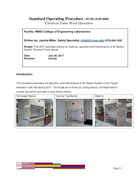 PDF Standard Operating Procedure COE SOP 0001 Chemical PDF