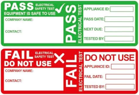 1x3 Inch 100 PCS Green Pass PAT Testing Labels With 20 PCS Fail