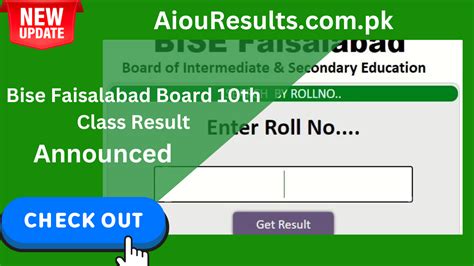 Bise Faisalabad Board Th Class Result Check By Roll Number