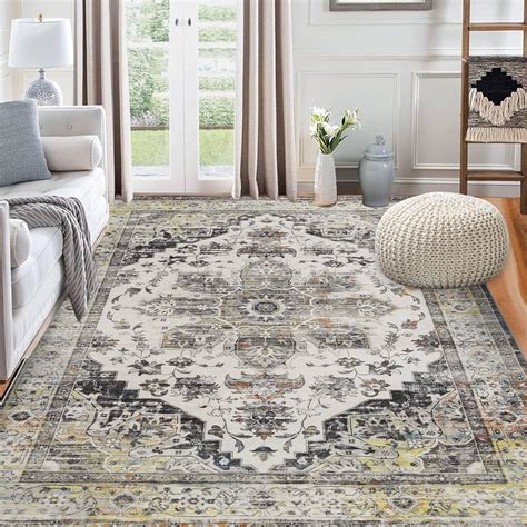 Amazon IMINROME 9x12 Area Rug Vintage Distressed Machine Washable