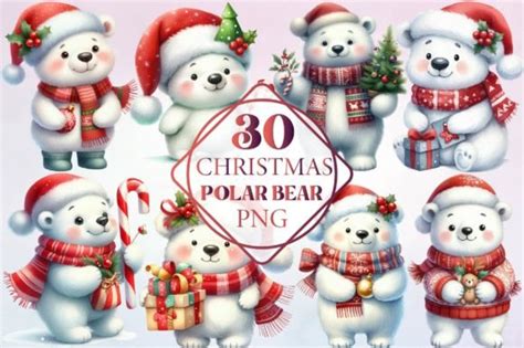 Watercolor Christmas Polar Bear Clipart Graphic By Pixelshop · Creative