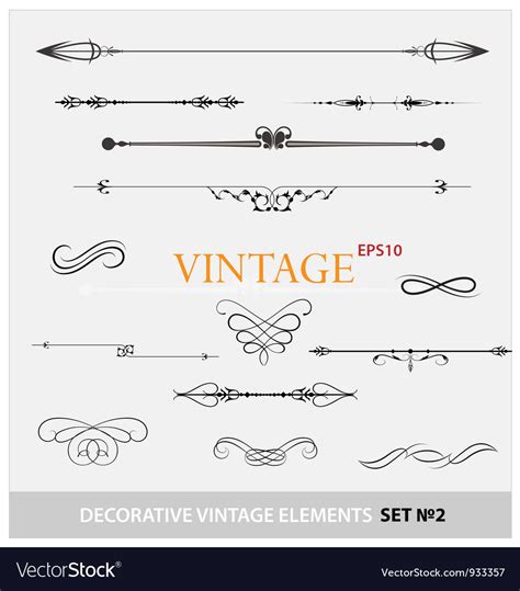 Vintage elements sign and borders set Royalty Free Vector