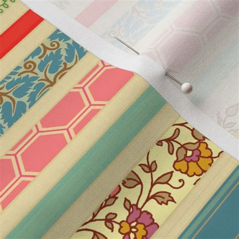 Romantic Ribbon Stripe Tea Stain Fabric Spoonflower