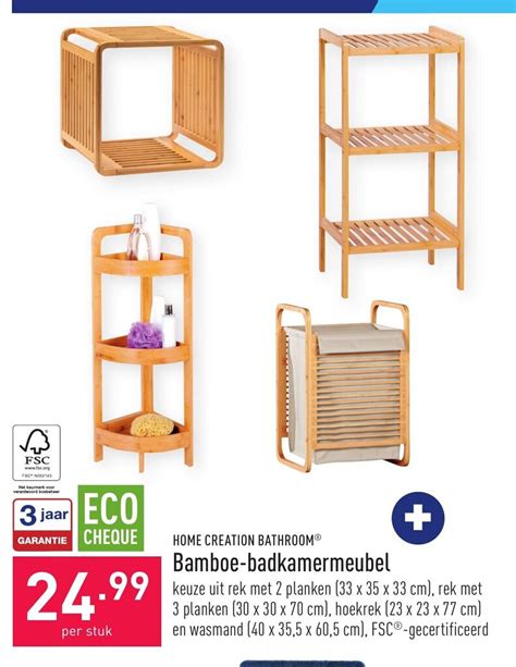 Home Creation Bathroom Bamboe Badkamermeubel Per Stuk Promotie Bij Aldi