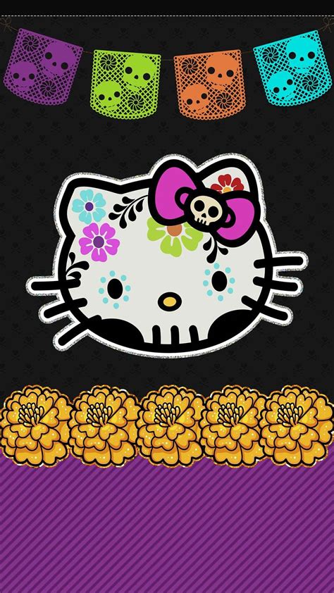 Hello Kitty Cell Phone Wallpaper Lock Screen Pic Dia De Los Muertos Day Of The Dead Hello