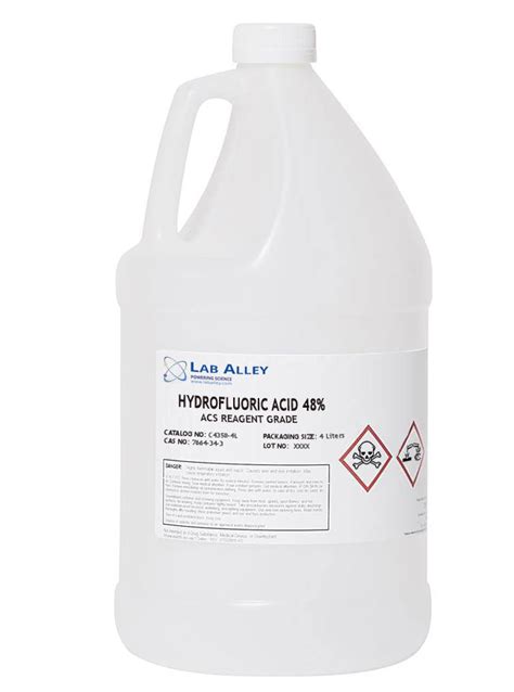 Hydrofluoric Acid 48 Solution 48 51 Acs Reagent Grade Lab Alley