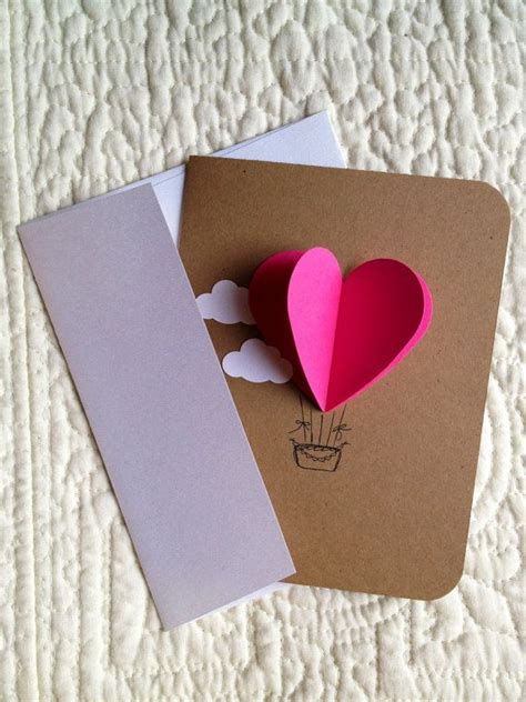Heart Hot Air Balloon Card Etsy Air Balloon Balloons Valentines Cards