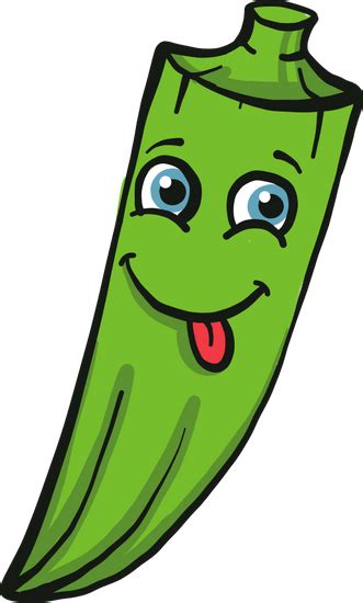 Happy Green Okra Illustration Vector On White Background Canva