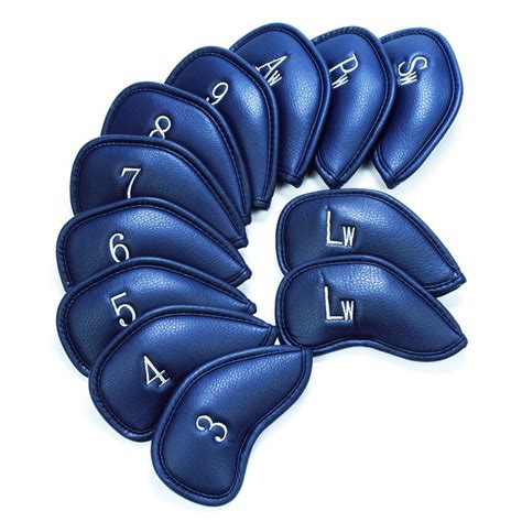 Golf Iron Head Covers Set Leather 12 Pcs 3 4 5 6 7 8 9 Aw Pw Sw Lw Lw