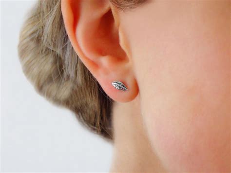 Boucles D Oreilles Plume En Argent 925 1000e Clous Plume Argent Puces