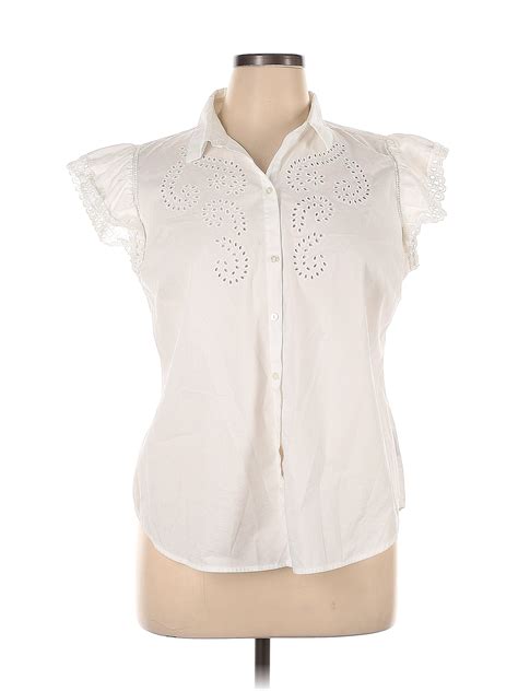 Worthington White Ivory Short Sleeve Blouse Size XL 33 Off ThredUp