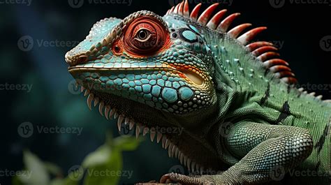 Close-up photo of a Chameleon looking in their habitat. Generative AI ...