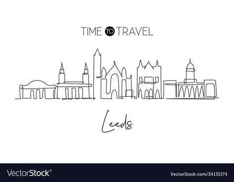 One single line drawing leeds city skyline Vector Image