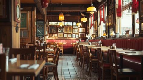 Premium Photo | Vintage Diner Interior with Red Seating