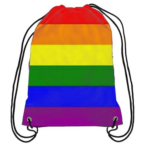 Rainbow Drawstring Backpack Pride Gay Pink Lgbt Bag Sports Gift Customize X Cm Polyester