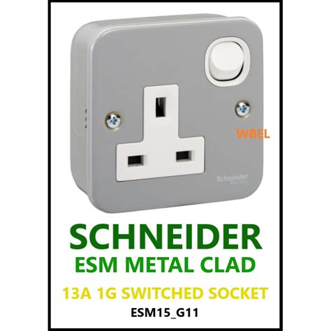 Schneider Esm Metal Clad 1 Gang 13a Surface Mount Switched Socket Esm15g11 Shopee Malaysia