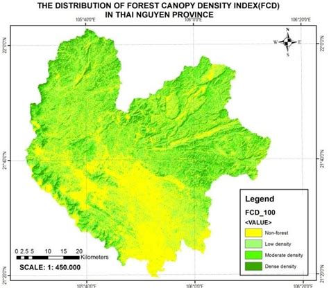 Distribution Of Forest Canopy Density In Thai Nguyen Province