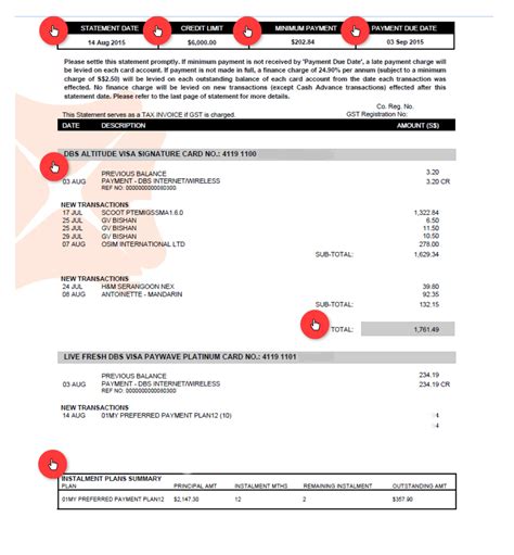 Understanding Credit Card Statements Dbs Singapore