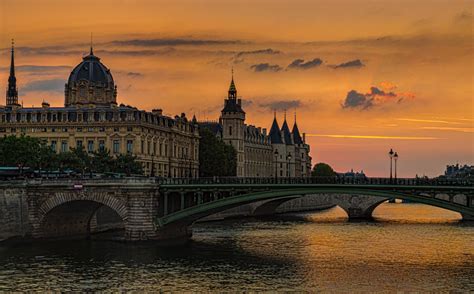 Sfondi Senna Francia Costruzione Tramonto Fiume Guglie