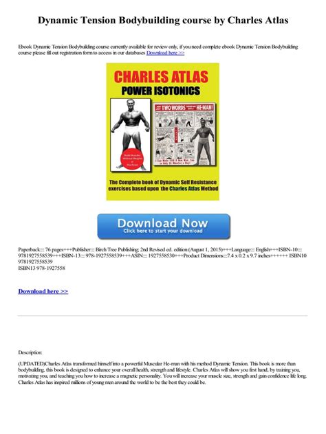 Dynamic Tension Bodybuilding Course By Charles Atlas A Guide To