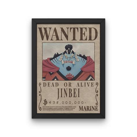 Jinbei One Piece Wanted Bounty Posters Mugiwara Bounty Etsy Finland