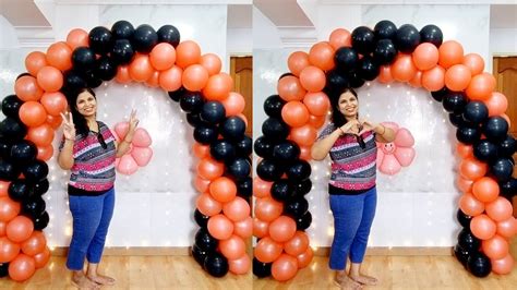 How To Make Balloon Arch Without Stand Black Rose Gold Theme