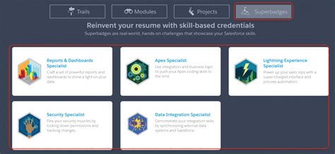 Salesforce Trailhead Trails Modules Projects Superbadges