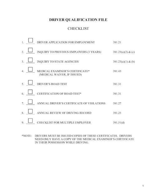 Pdf Driver Qualification File Us Compliance Services Driver Qualification File Checklist 1