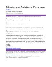 Milestone 4 Relational Database Pdf Milestone 4 Relational Database