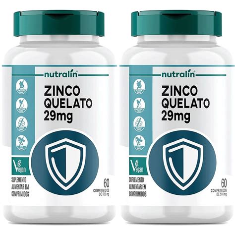 Kit 2x Zinco Quelato 60 Comprimidos Nutralin Otimanutri