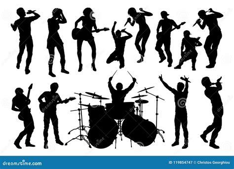 Musician Group Silhouettes Stock Vector Illustration Of Black