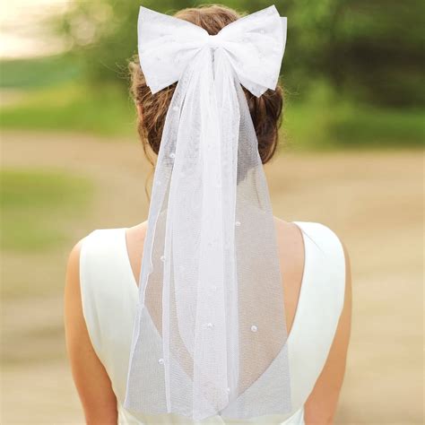 Global Trade Starts Here Juinte Bridal Hair Bow Veil Bachelorette