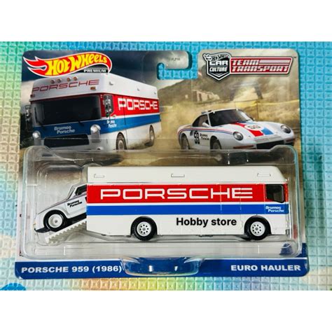 Hobby store xe mô hình 2023 Hot Wheels Team Transport Porsche 959 1986 Euro Hauler Car Culture