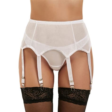 Sexy White Sheer High Waist Garter Belt Suspender Plus Size Lingerie Ebay