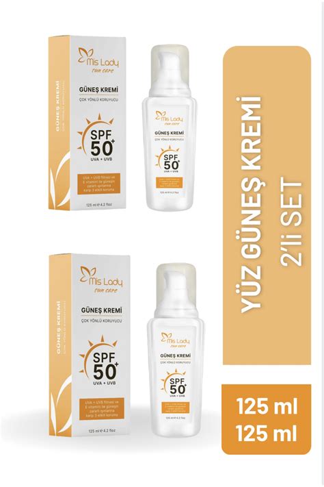 Genel Markalar 50spf Uva Uvb Yüz Güneş Kremi 2li Set 125 125 Ml