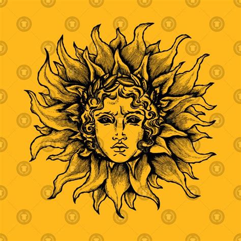 Helios Antique Sun Face Of The Greek Apollo God Symbol Tapestry Wall