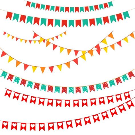 Conjunto De Vetores De Bandeiras De Festa Bunting Colorido E Guirlandas