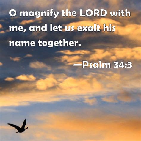 Psalm 34:3 O magnify the LORD with me, and let us exalt his name together.