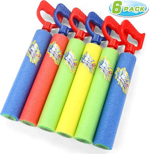 Fun Here Water Guns Shooter 6 Pack Super Foam Soakers Blaster Squirt