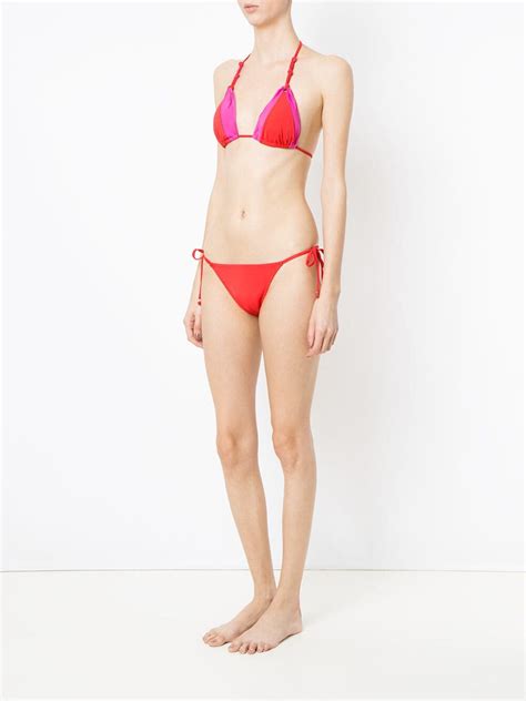 Buy AMIR SLAMA Panelled Triangle Bikini Set Red At 20 Off Editorialist